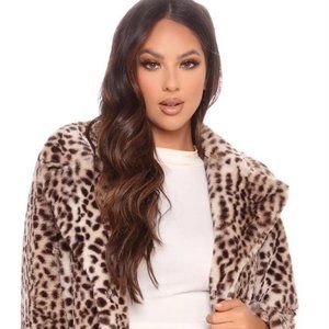 Fashion Nova Leopard Faux Fur Long Winter Coat